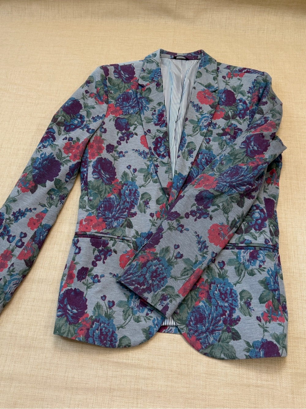 Zara Floral Jersey-like Texture Blazer Jacket - Picture 4 of 16